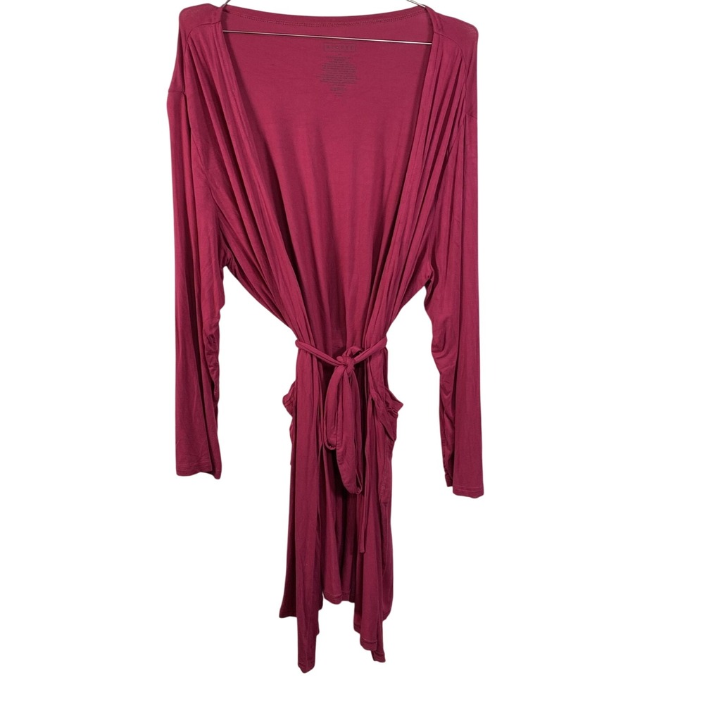 Kickee Robe Womens 2XL Pink Bamboo Spandex Belted Long Sleeve Soft Lightweight